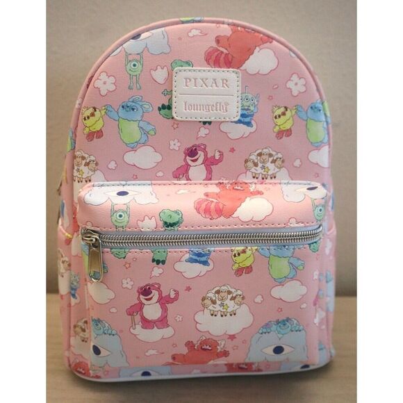 Loungefly Women's Pink Disney Pixar Characters On Clouds Mini Backpack - Picture 1 of 11